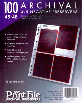 Negativficka för 4x5 tum