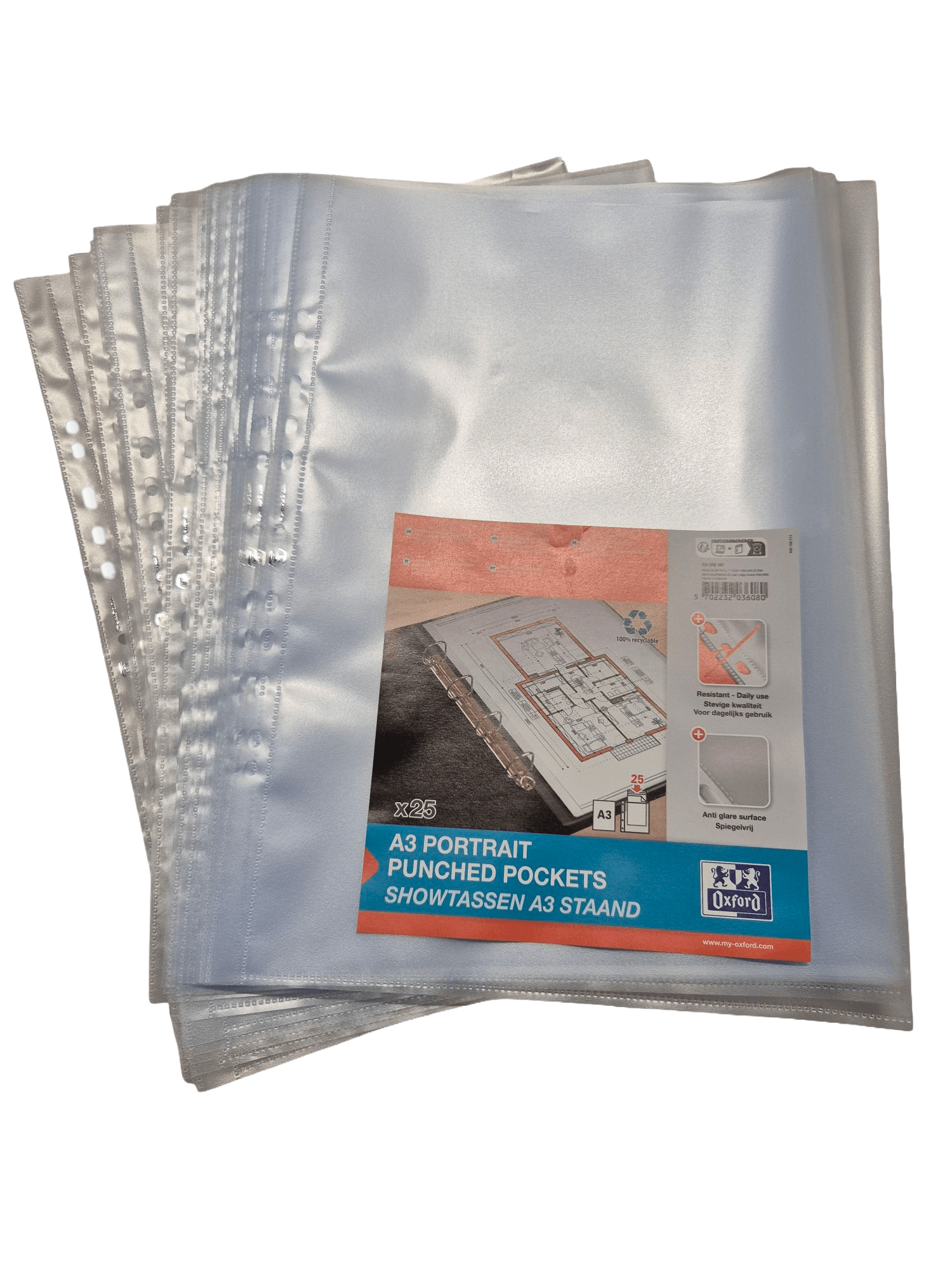 Plastficka hålad f A3